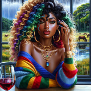 A vibrant highly detailed, realistic airbrushed oil painting of...