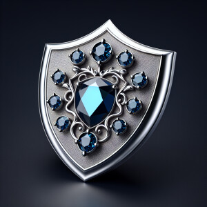 Sterling silver pendant featuring a shield design adorned with d...