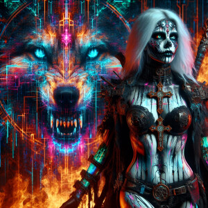 macabre gothic vampire with large black ornate cross adorned wit...