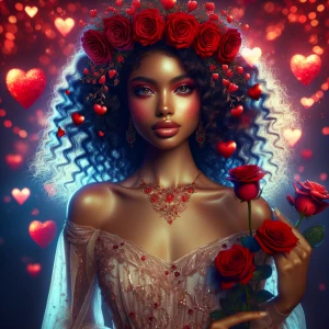 A fantasy style romantic portrait of an Afro Latina woman with f...