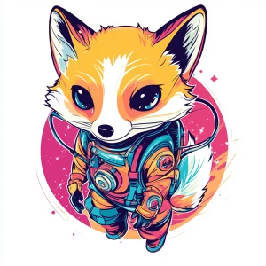 A kawaii image[ fox of gravity         ] ,isolated on white back...