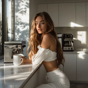 A stunning, photograph depiction of a light brown haired tall su...