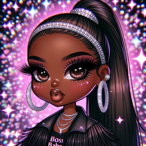 Sure! Picture an adorable chibi-style African American woman wit...