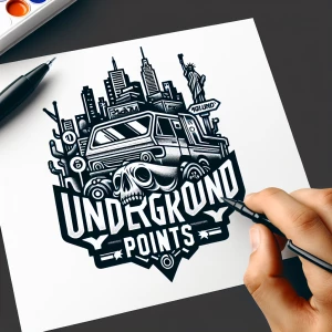 Generate a rewards points logo for my restaurant with the words, underground points in it, and give it a urban Street feel to it