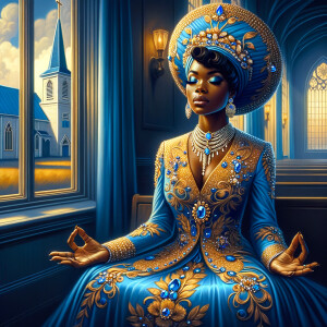 Create an illustration that embodies spirituality and a deep con...