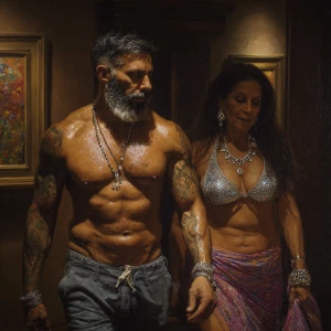 Hyperrealism ,photo painting .an indian muscular beefy bearded t...