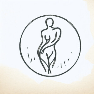 Line art woman body, thin delicate lines
