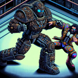 Master chief fighting Randy Savage