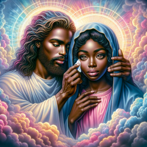 Ensure that the image distinctly represents both Jesus Christ an...