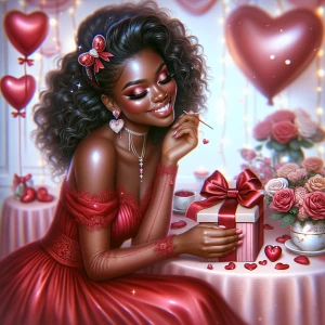 A romantic glossy airbrushed digital oil painting of an African-...