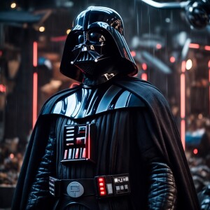 Create an ultra-detailed and hyper-realistic image of Darth Vade...