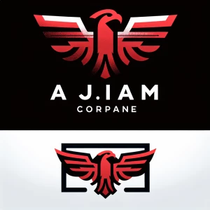 Design a logo featuring the initials "AJM" in a red brushstroke...