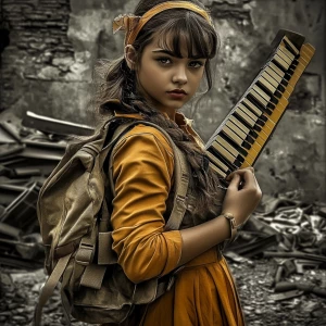A girl with a xylophone sword --sref 4