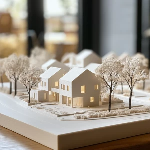 3D printed scale model of a housing development