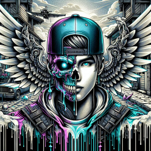 eye-catching heavy digital comic book Drip style digital paintin...