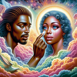 Ensure that the image distinctly represents both Jesus Christ an...