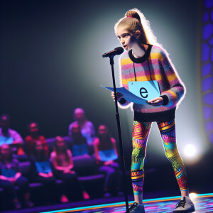 Amazing 8th grade girl spelling bee, leggings distracting xolors