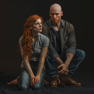 A photorealistic high resolution image. Light ginger haired fema...