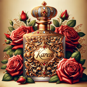 Craft an image of an ornate perfume bottle, with a luxurious des...