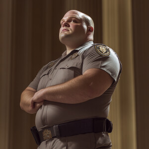 Lifesize digital photography portrait of young fat obese muscled...