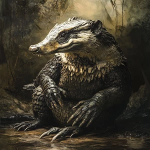 Badger , body of a alligator, head of a badger , feet of a eagl...