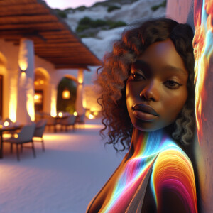 3-D image of a beautiful LIGHT SKIN, African-American woman she...