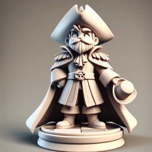 A front-facing 3D chess piece of Monkey D. Luffy from One Piece,...