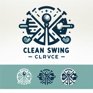 Create a minimalist, sophisticated, modern inspired logo for "Clean Swing," a golf club care service offering cleaning, buffing, polishing, and refinishing. The logo should emanate a premium, upscale vibe akin to top sporting brands like Nike and Callaway, emphasizing simplicity, clever negative space utilization, and limiting elements to three colors maximum. Eschew cartoonish graphics, depictions of golf balls, clubs, detailed artwork, and any text or numerals.