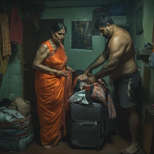 Photo-realism,fantasy.a 54-year-old Gujarati aunty who works as...