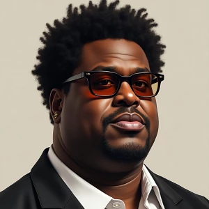 Generate a detailed portrait of The Notorious B.I.G., also known...