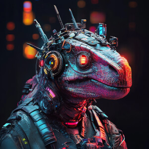 cyberpunk style dinozaur