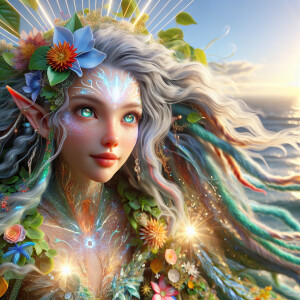 adorable happy girl elf fairy water trolls with sparkling univer...