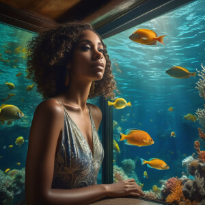 3-D image of a beautiful LIGHT SKIN, African-American woman she...