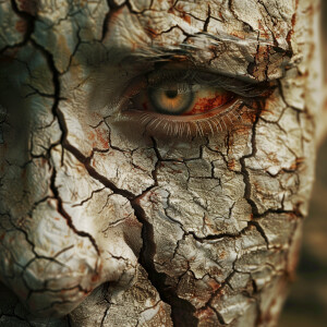 A person with dry, wrinkly skin is depicted in super high resolu...