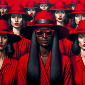 An African American woman with long black hair wearing sunglasse...