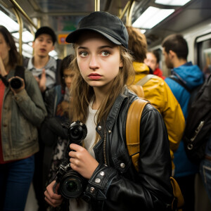 Tween18 annoyed with cameraman on subway