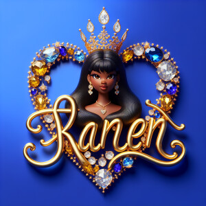 VCraft a 3-D image showcasing the name 'KAREN' in a luxurious go...