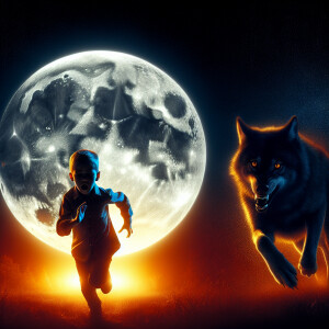 Take a picture with iPhone 15 of a small child running L. Away f...