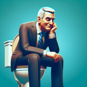 An image of President Biden nodding off while sitting on a toile...