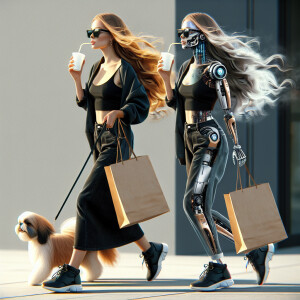 Photorealistic image. High resolution. Glossy. Light ginger long...