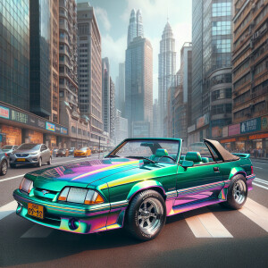 1992 Ford mustang ,convertible , candy indiresent metallic green...