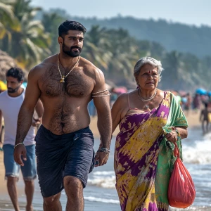 A 30 year old muscular beefy sweaty indian criminal son-in-law w...