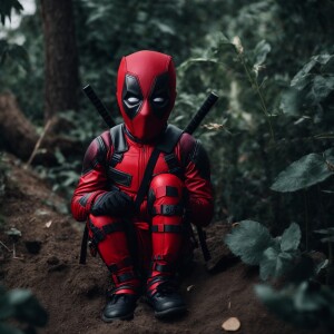 Wearing a deadpool fitted suit