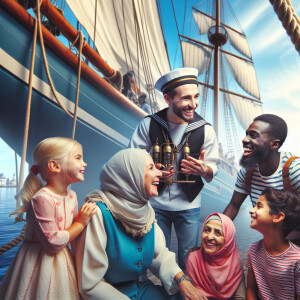 Sailors communicate with people