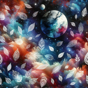 A background full of cosmic watercolor artwork, full celestial s...