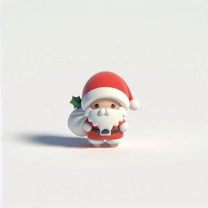 Small cute Santa, colored vibrant, white background,