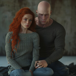 A photorealistic high resolution image. Light ginger haired fema...