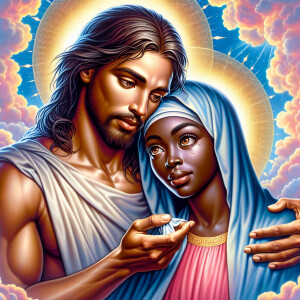 Ensure that the image distinctly represents both Jesus Christ an...