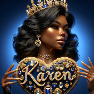 VCraft a 3-D image showcasing the name 'KAREN' in a luxurious go...