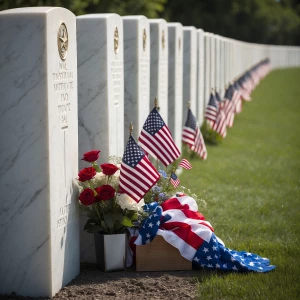 Design an elegant and solemn Memorial Day tribute for our busine...
